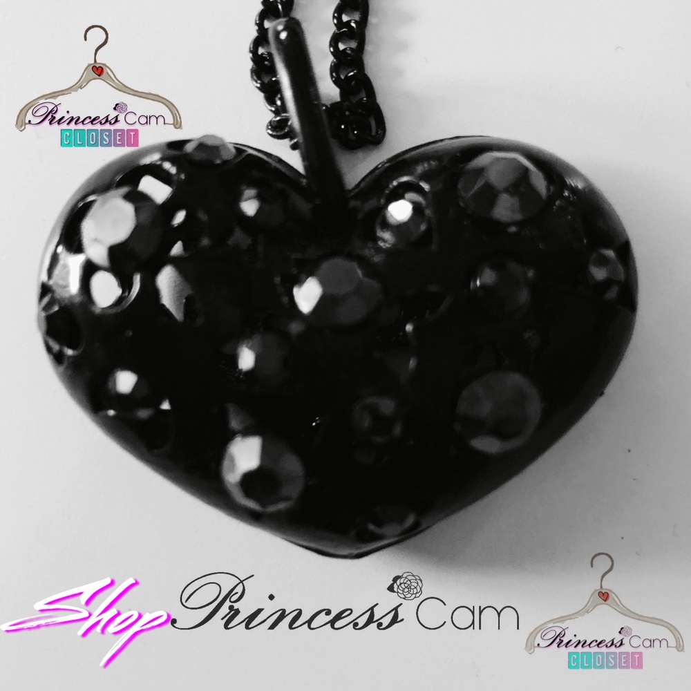 Black Heart Ornate Stainless Steel Necklace